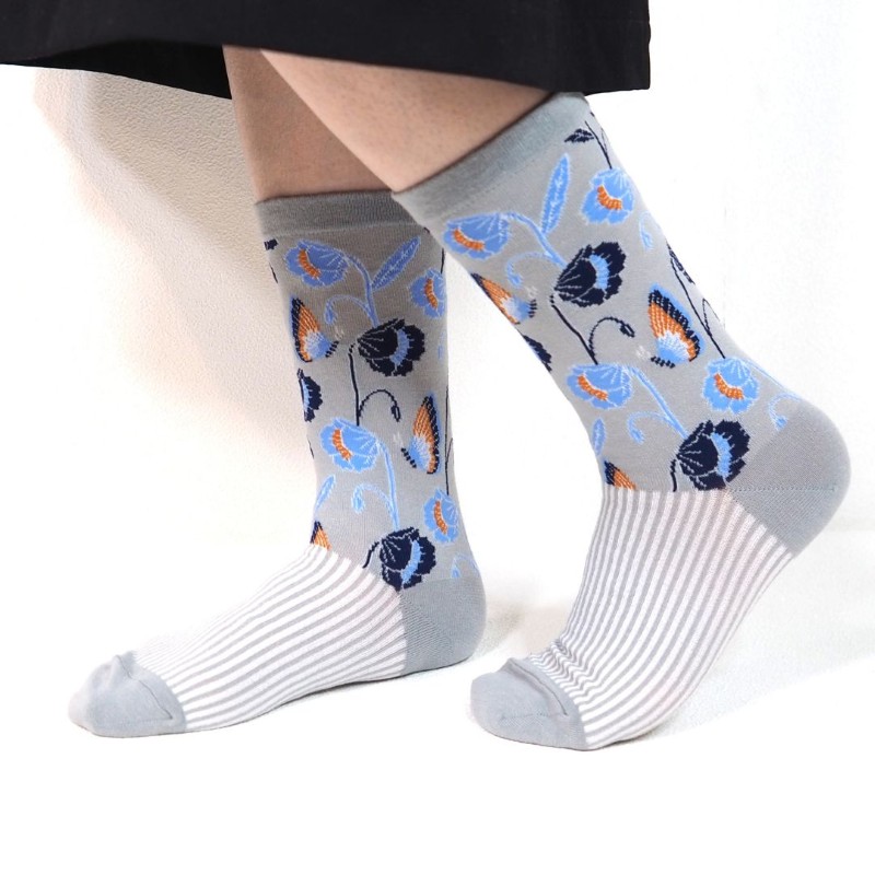 andeotte ハイゲージクルーソックス RIRE/GY 【日本製】